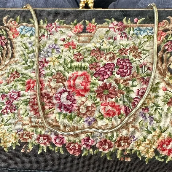 Vintage Micro Petit Point Floral Kiss Lock Hand Bag - Picture 4 of 13